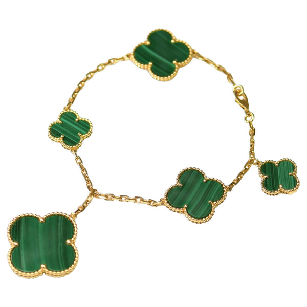 ˇSirae GemˇMAGIC CLOVER MALACHITE BRACELET 5 MOTIFS
