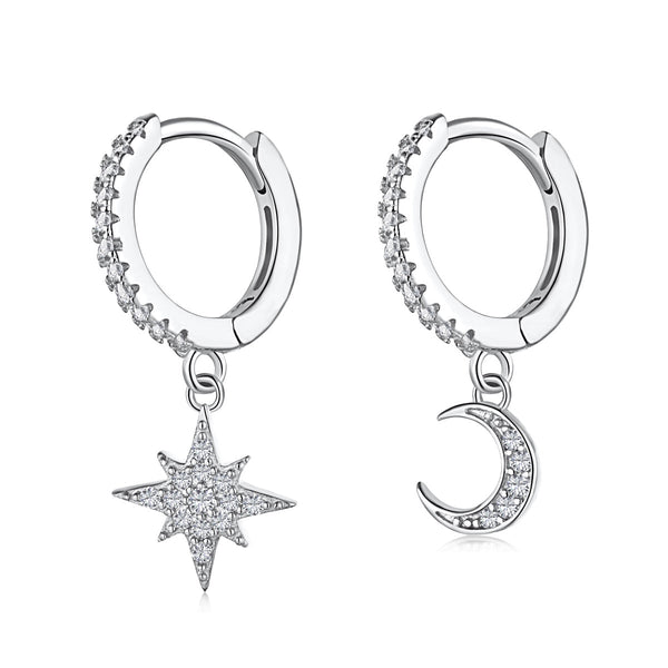ˇSirae GemˇStar and Moon Asymmetric Earrings