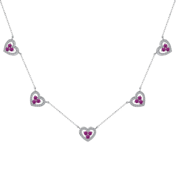 ˇSirae GemˇSparkling Five Heart Necklace