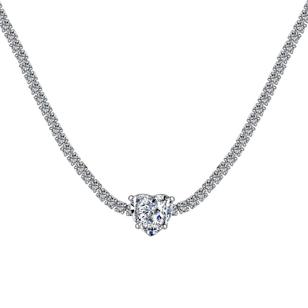 ˇSirae GemˇSparkling Tennis Heart Cut Necklace