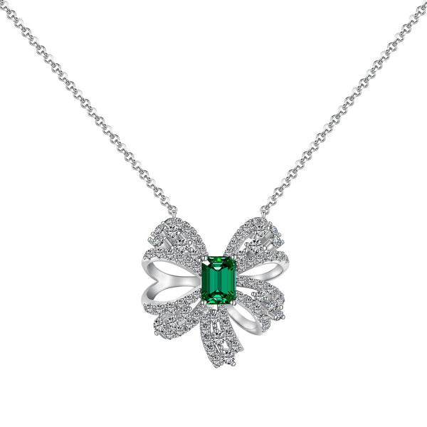 ˇSirae GemˇLuxurious Flower Shape Emerald Cut Necklace