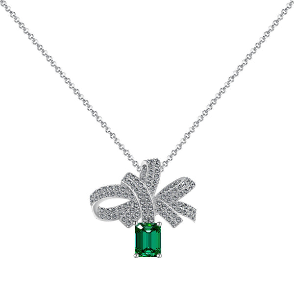 ˇSirae GemˇLuxurious Flower Shape Emerald Cut Necklace