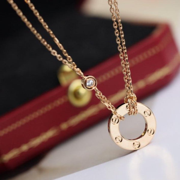 ˇSirae GemˇLOVE NECKLACE ADJUSTABLE ROSE GOLD 2 DIAMOND