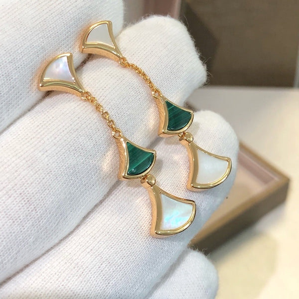ˇSirae GemˇDREAM EARRINGS 3 MOTIFS MALACHITE MOP PINK GOLD