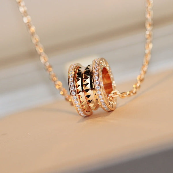 ˇSirae GemˇZERO 1 ROCK PEDANT PINK GOLD NECKLACE