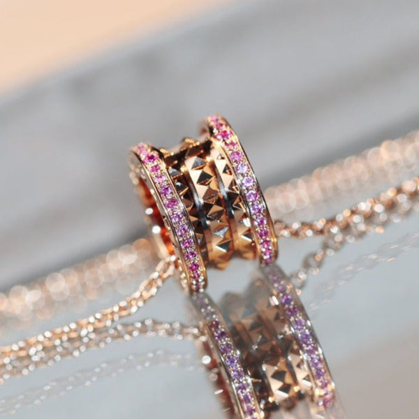 ˇSirae GemˇZERO 1 ROCK PINK GOLD PINK DIAMOND NECKLACE