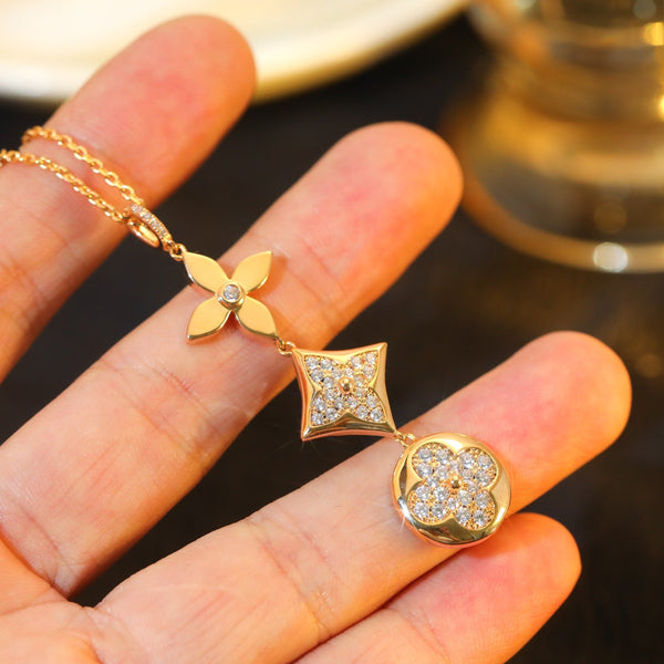 ˇSirae GemˇSTAR AND SUN DIAMOND PINK GOLD NECKLACE