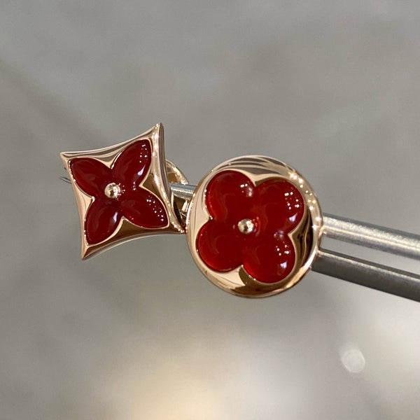 ˇSirae GemˇSTAR AND SUN PINK GOLD CARNELIAN STUD EARRINGS