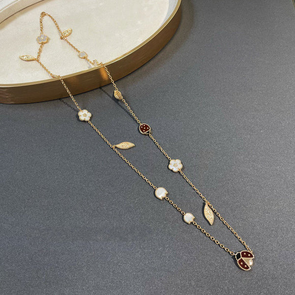 ˇSirae GemˇLUCKY SPRING 15 MOTIFS GOLD NECKLACE