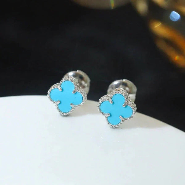 ˇSirae GemˇCLOVER MINI 9.5MM ONYX STUD EARRINGS SILVER