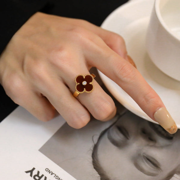 ˇSirae GemˇCLOVER CARNELIAN RING ROSE GOLD DIAMOND
