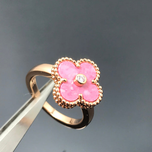 ˇSirae GemˇCLOVER RHODONITE ROSE GOLD RING