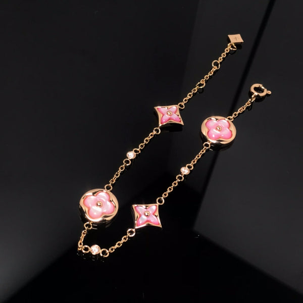 ˇSirae GemˇSTAR AND SUN 4 MOTIF PINK MOP PINK GOLD BRACELET