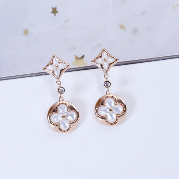 ˇSirae GemˇSTAR AND SUN PINK GOLD MOP DROP EARRINGS