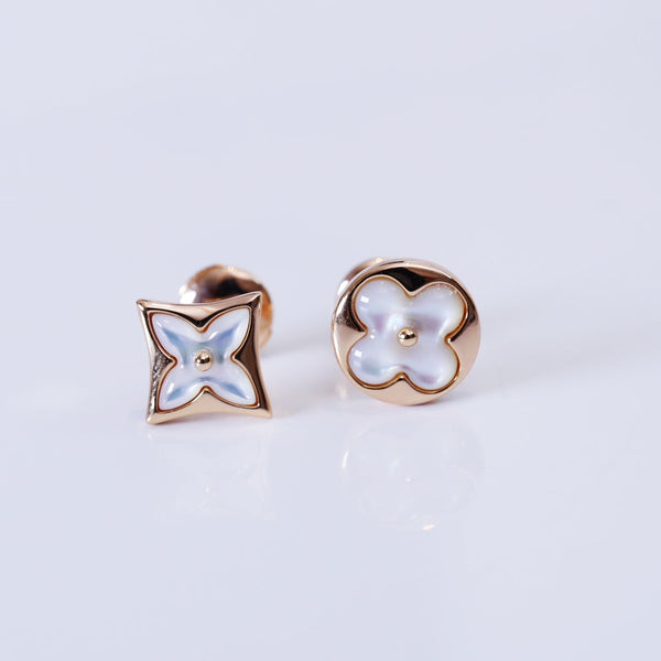 ˇSirae GemˇSTAR AND SUN PINK GOLD MOP STUD EARRINGS