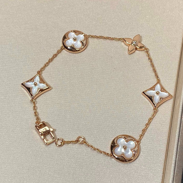 ˇSirae GemˇSTAR AND SUN 5 MOTIF MOP PINK GOLD BRACELET
