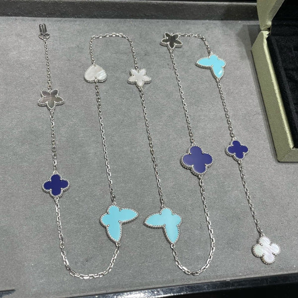 ˇSirae GemˇLUCKY CLOVER SILVER 11 MOTIF NECKLACE