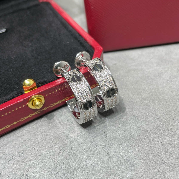 ˇSirae GemˇLOVE CERAMIC DIAMOND PAVED SILVER EARRINGS