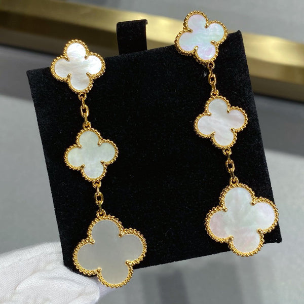 ˇSirae GemˇCLOVER MOP 3 MOTIFS GOLD EARRINGS