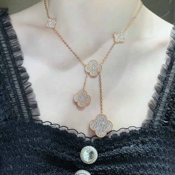 ˇSirae GemˇCLOVER 6 MOTIF DIAMOND PAVED NECKLACE