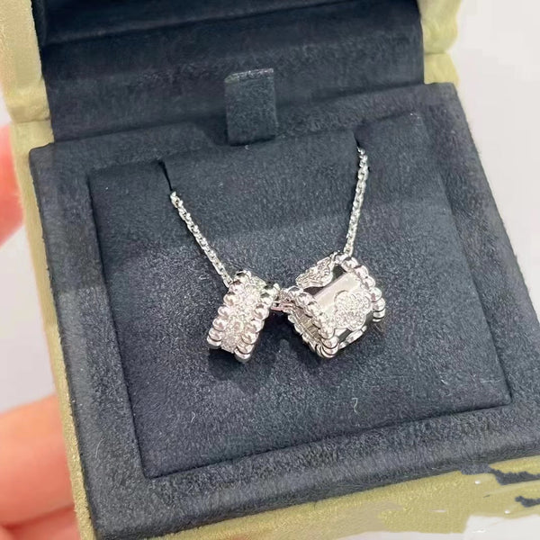 ˇSirae GemˇPERLEE DOUBLE PENDANT SILVER DIAMOND NECKLACE
