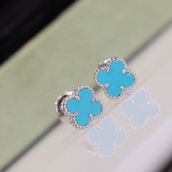ˇSirae GemˇCLOVER MINI TURQUOISE SILVER STUD EARRINGS