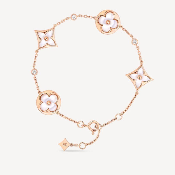 ˇSirae GemˇSTAR AND SUN 4 MOTIF WHITE MOP PINK GOLD BRACELET