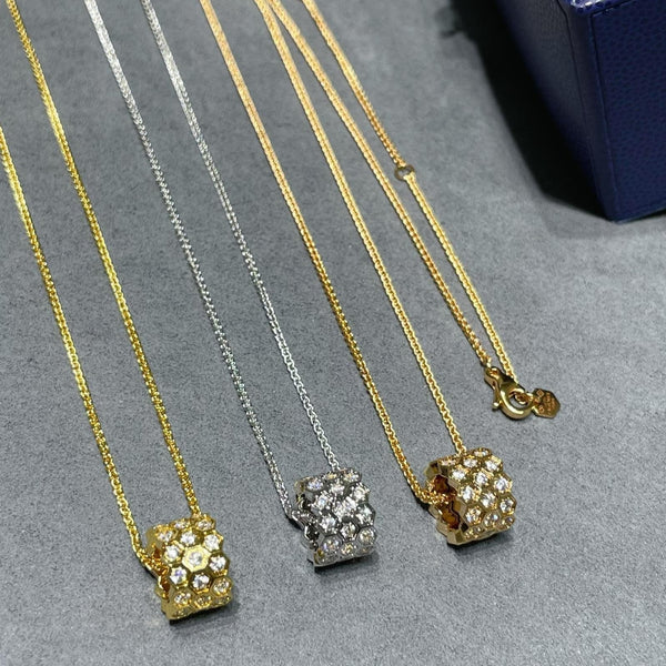 ˇSirae GemˇBEE LOVE DIAMOND PAVED 3 ROW NECKLACE