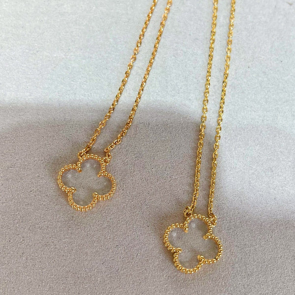 ˇSirae GemˇCLOVER ROCK CRYSTAL ROSE GOLD NECKLACE