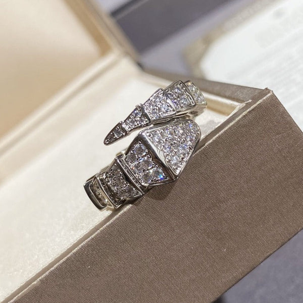 ˇSirae GemˇSERPENTI LARGE RING SILVER DIAMOND PAVED