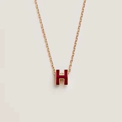 ˇSirae GemˇHM CLIC RED ENAMEL GOLD NECKLACE