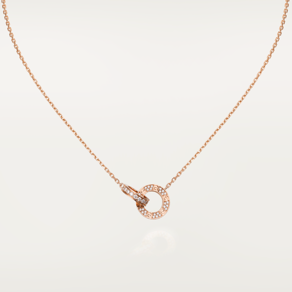 ˇSirae GemˇLOVE 7.6MM NECKLACE ROSE GOLD AND SILVER  FULL DIAMOND