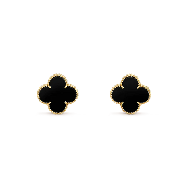 ˇSirae GemˇCLOVER MEDIUM 1 MOTIFS  ONYX STUD EARRINGS