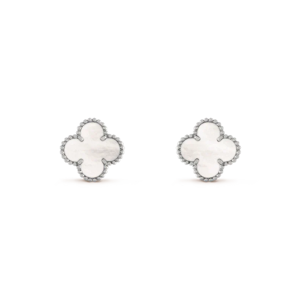 ˇSirae GemˇCLOVER MEDIUM 1 MOTIFS  WHITE MOP EARRINGS SILVER
