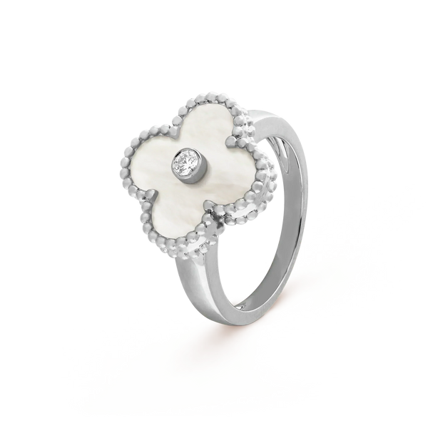 ˇSirae GemˇCLOVER SILVER MOP DIAMOND RING