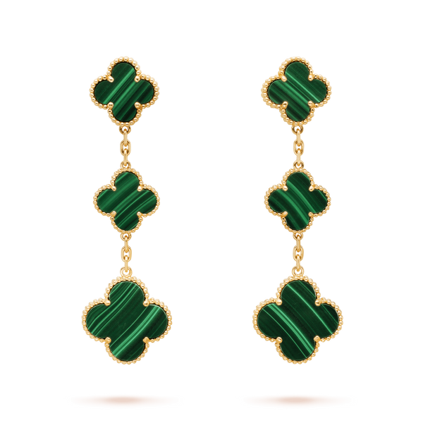 ˇSirae GemˇCLOVER MALACHITE 3 MOTIFS GOLD