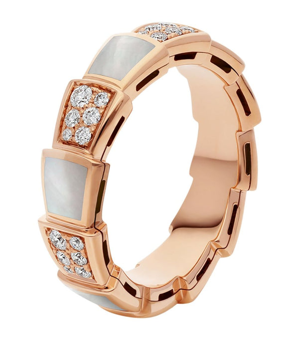 ˇSirae GemˇSERPENTI RING PINK GOLD MOP DIAMOND PAVED 4MM