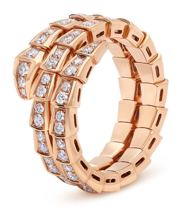 ˇSirae GemˇSERPENTI RING PINK GOLD DIAMOND DOUBLE ROW