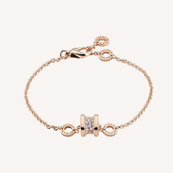 ˇSirae GemˇZERO 1 SOFT PINK GOLD WITH PAVED DIAMONDS ON THE SPIRAL BRACELET