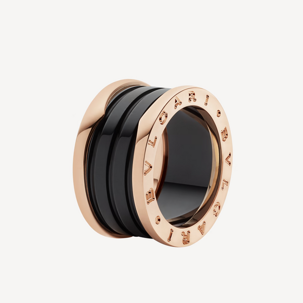 ˇSirae GemˇZERO 1 FOUR-BAND LOOPS AND BLACK CERAMIC SPIRAL PINK GOLD RING