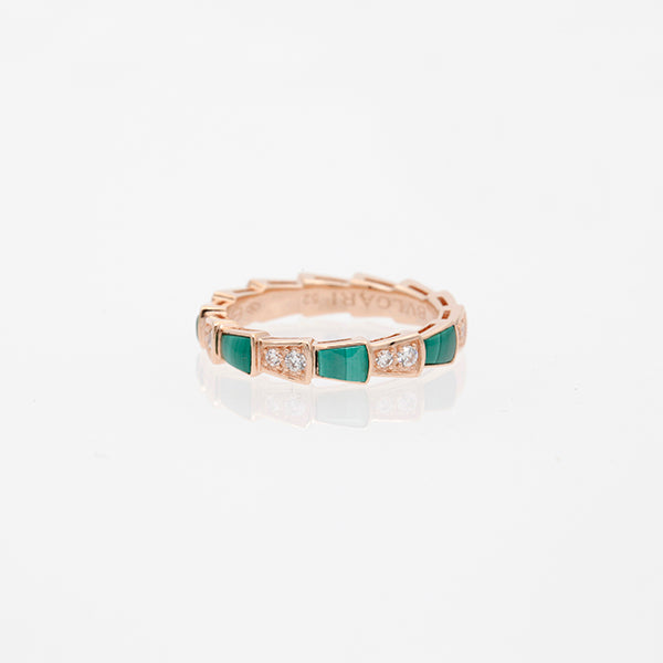 ˇSirae GemˇSERPENTI RING PINK GOLD MALACHITE DIAMOND 3MM