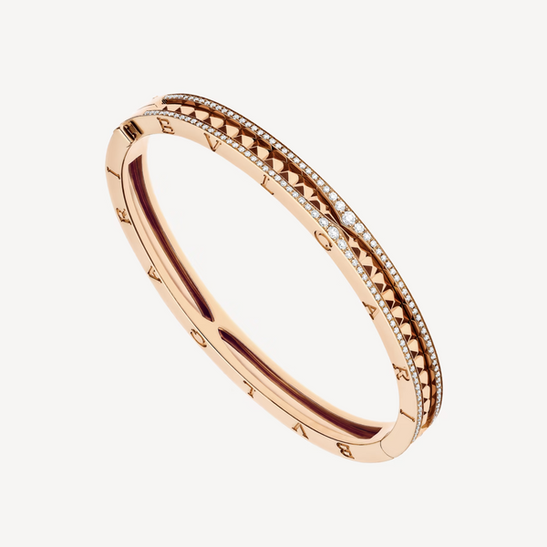 ˇSirae GemˇZERO 1 SPIRAL AND PAVED DIAMOND PINK GOLD BRACELET