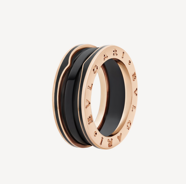 ˇSirae GemˇZERO 1 TWO-BAND WITH MATTE BLACK CERAMIC PINK GOLD RING