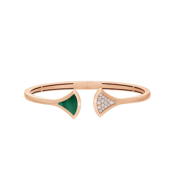 ˇSirae GemˇDREAM BRACELET OPEN MALACHITE PINK GOLD