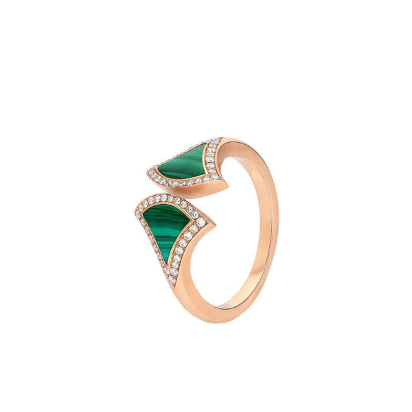 ˇSirae GemˇDREAM MALACHITE DIAMOND OPEN RING