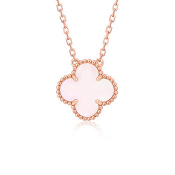 ˇSirae GemˇCLOVER 15MM PINK MOTHER-OF-PEARL SINGLE FLOWER NECKLACE
