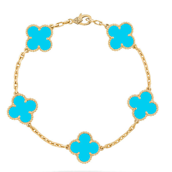 ˇSirae GemˇCLOVER 5 MOTIFS TURQUOISE BRACELET