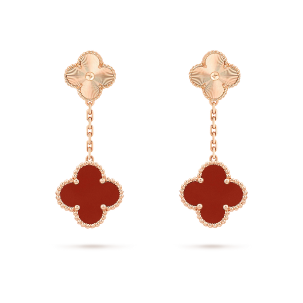 ˇSirae GemˇCLOVER 2 MOTIF  LASER CARNELIAN EARRINGS