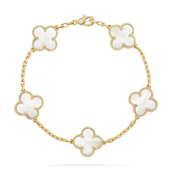 ˇSirae GemˇCLOVER  5 MOTIF WHITE MOP BRACELET