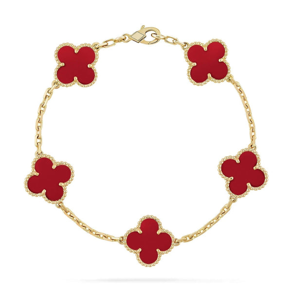 ˇSirae GemˇCLOVER 5 MOTIFS RED AGATE  BRACELET